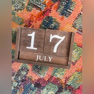 Wooden Calendar Block with White Numbers